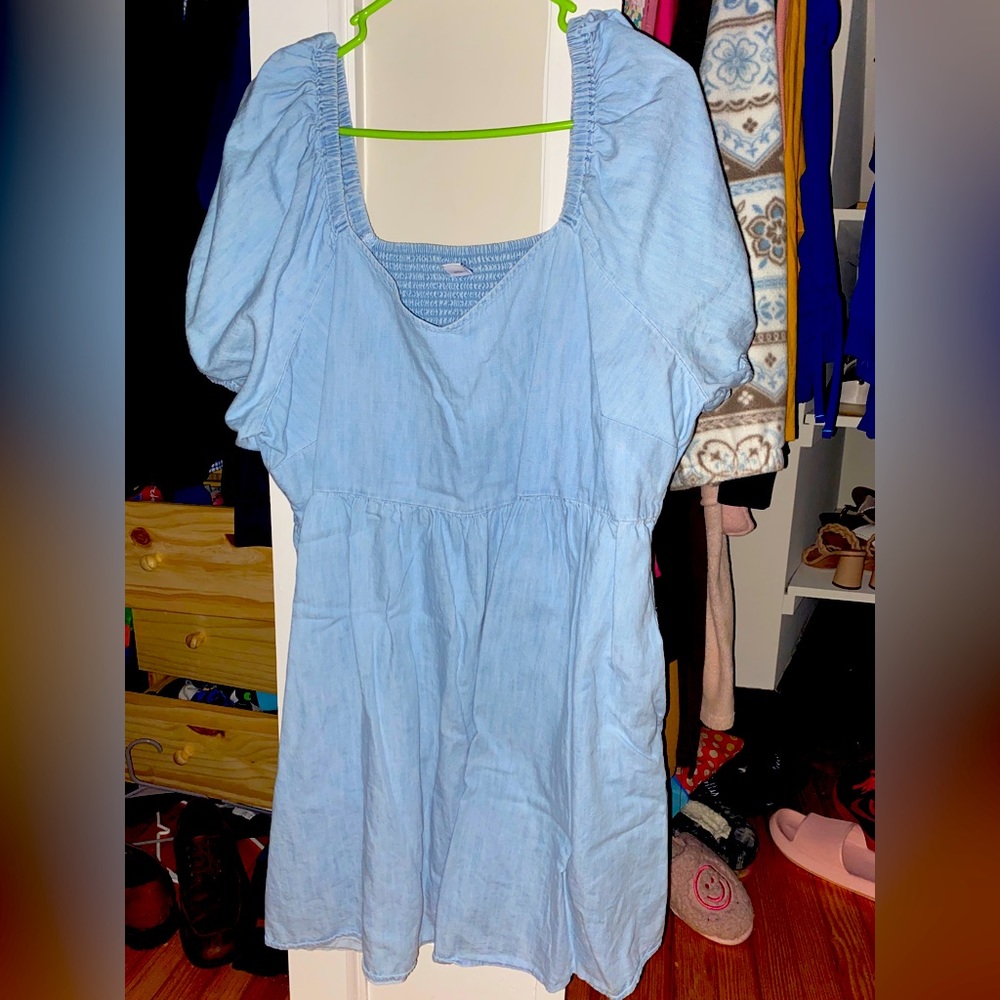 Chambray Smocked Old Navy Dress.